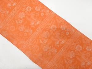 アンティーク　紗　横段に花更紗模様織り出し袋帯（材料）